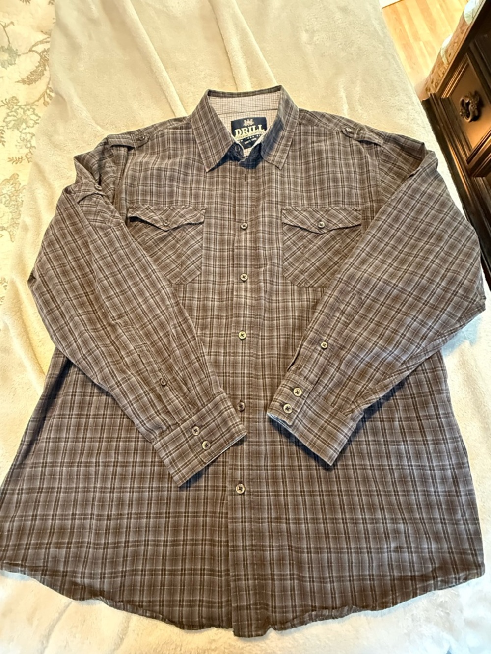 Drill Plaid Button-Up Shirt